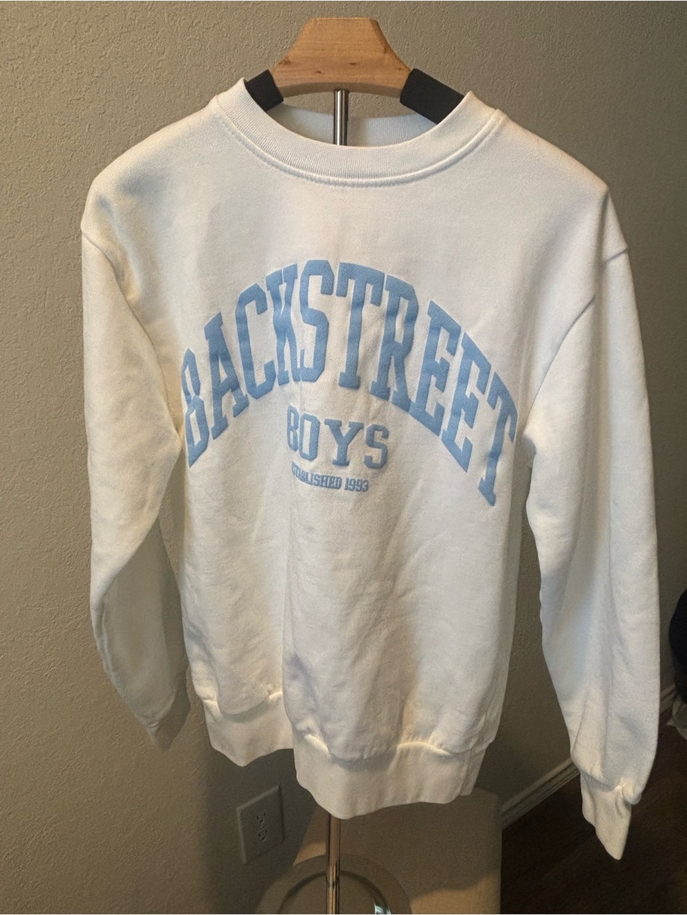 Backstreet Boys Into The Millennium Crewneck Sweater White Blue Graphic Small
